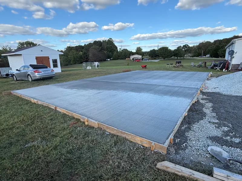 Large slab poured in an open field